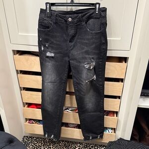 Distressed Black Women's Jeans